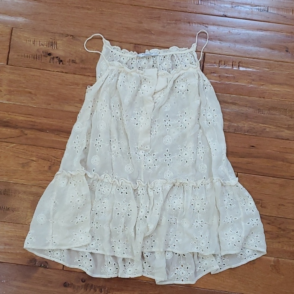 Givenchy Paris off white silk eyelet tank